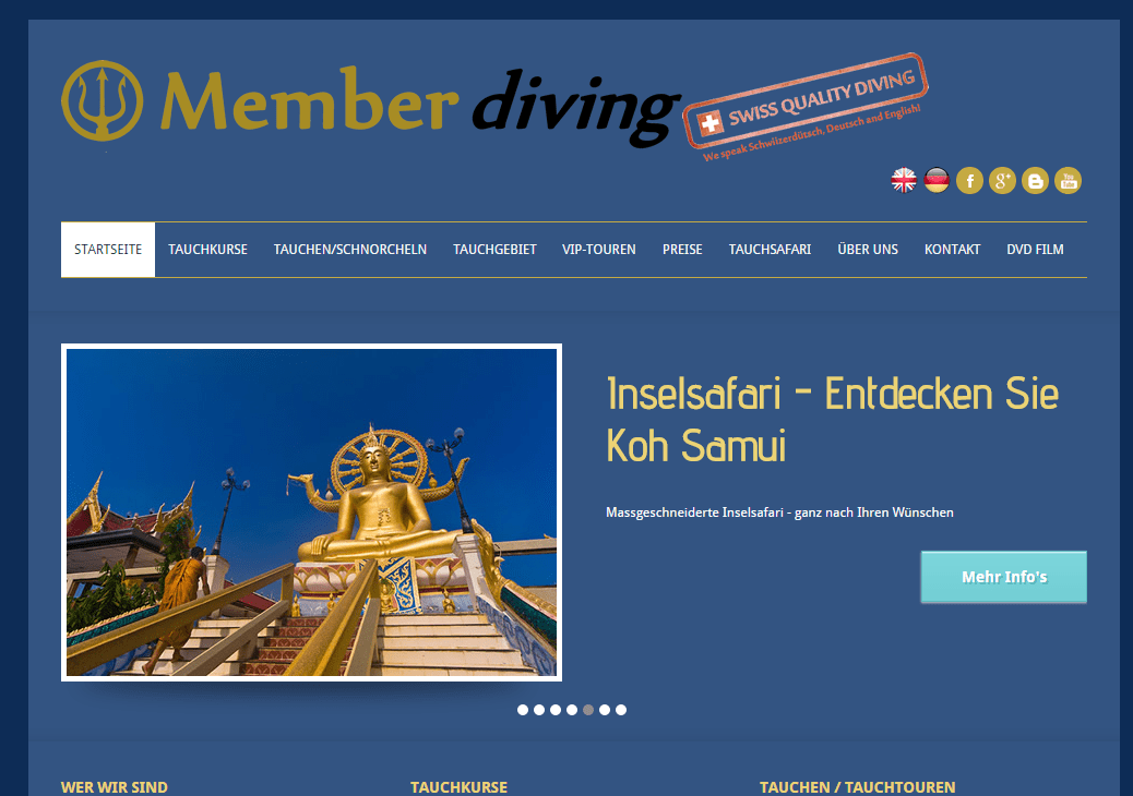 Unsere Webseite ist Online – Member-Diving, Koh Samui!